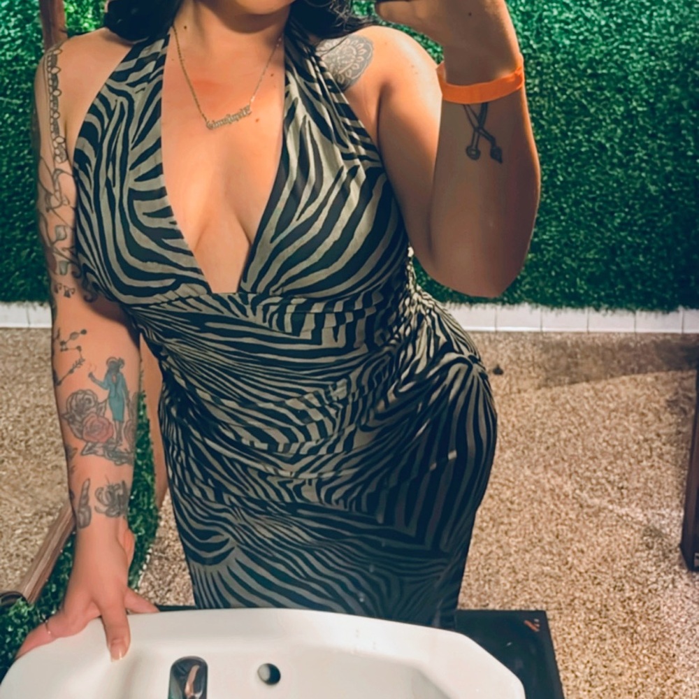 Zara Black and Gray Zebra Print Maxi Dress